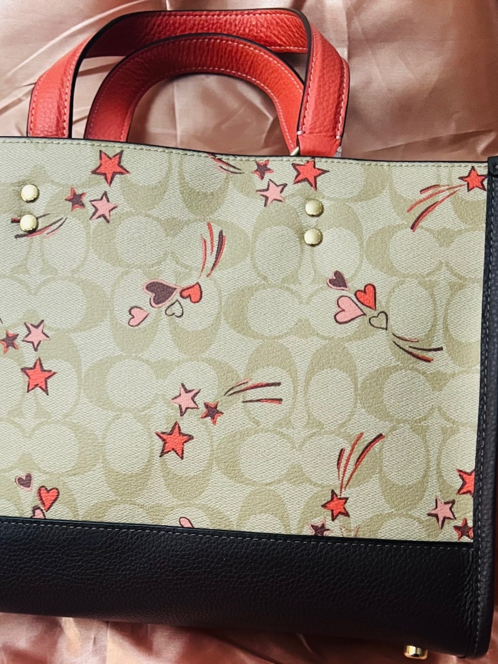 Brand New Coach Medium Leather Star &Heart Tote